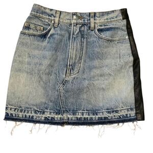 AMIRI Womens Mini Skirt Size Small Denim & Leather Western Cowgirl Y2K